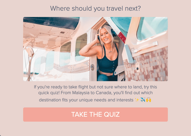 "Where should you travel next?" quiz template cover page