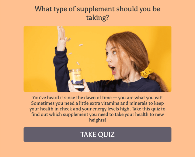 "What type of supplement should you be taking?" quiz template cover page