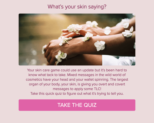 "What’s your skin saying?" quiz template cover page