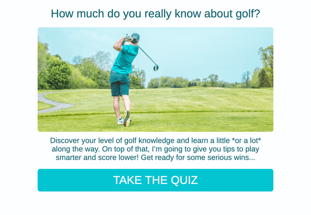 "How much do you really know about golf?" quiz template cover page