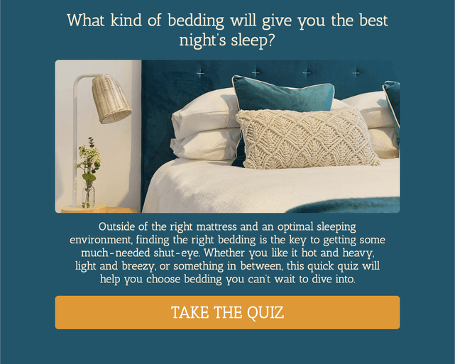 "What kind of bedding will give you the best night’s sleep?" quiz template cover page