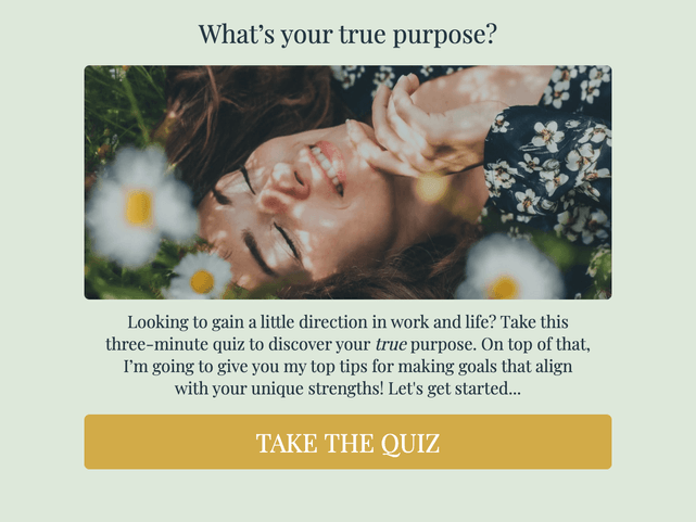 "What’s your true purpose?" quiz template cover page