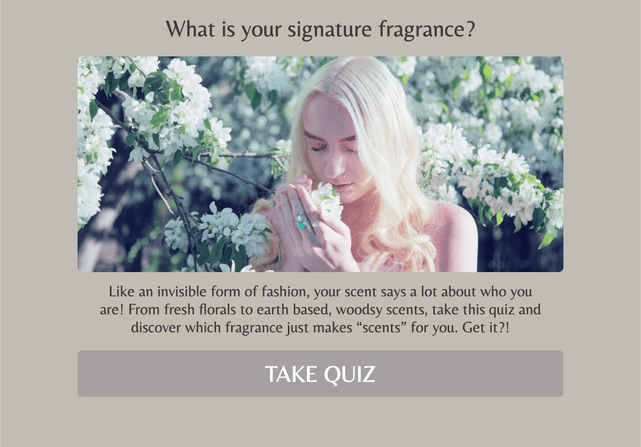 "What is your signature fragrance?" quiz template cover page