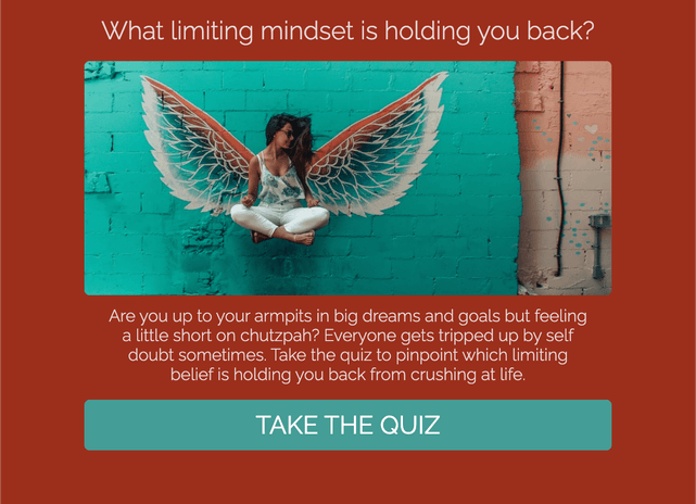 "What limiting mindset is holding you back?" quiz template cover page