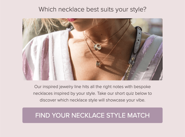 "Which necklace best suits your style?" quiz template cover page