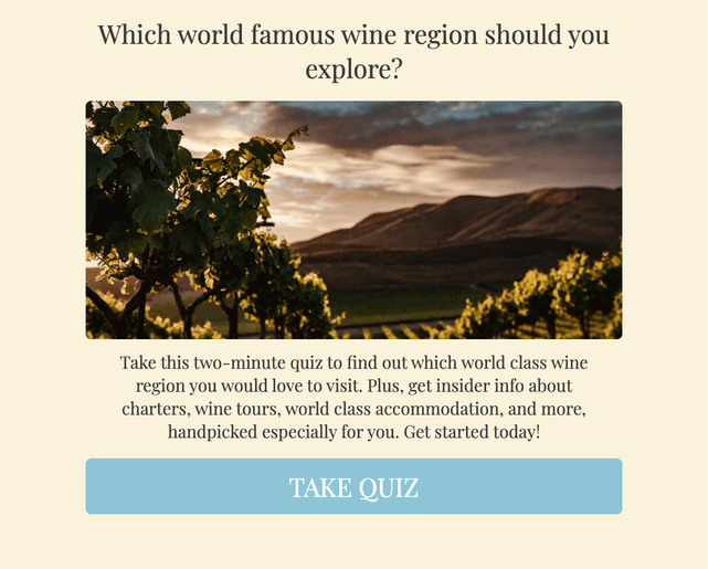 "Which world famous wine region should you explore?" quiz template cover page
