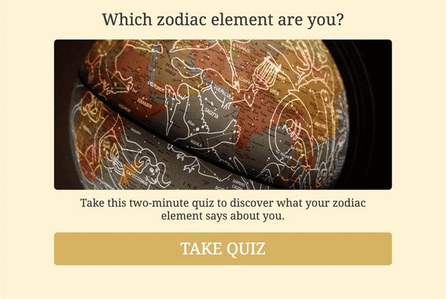 "Which zodiac element are you?" quiz template cover page