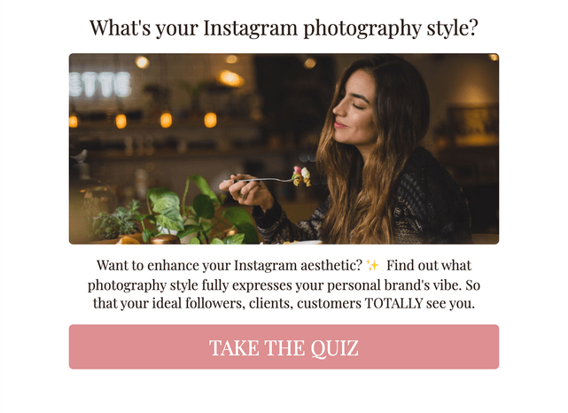 "What's your Instagram photography style?" quiz template cover page