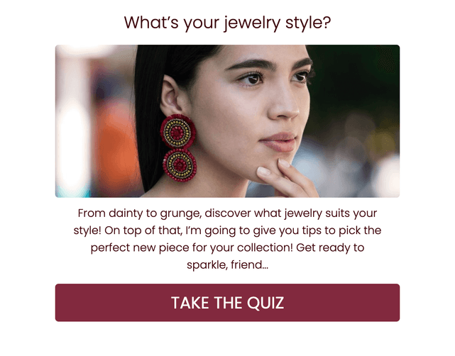 "What’s your jewelry style?" quiz template cover page