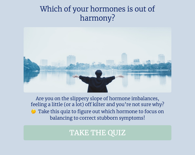 "Which of your hormones is out of harmony?" quiz template cover page