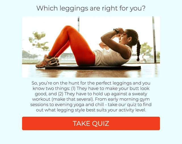 "Which leggings are right for you?" quiz template cover page