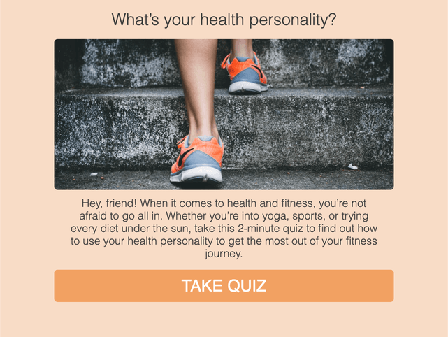 "What’s your health personality?" quiz template cover page