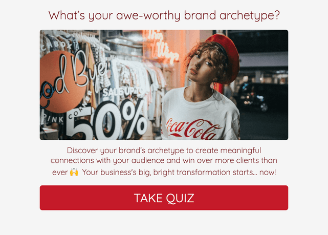 "What’s your awe-worthy brand archetype?" quiz template cover page