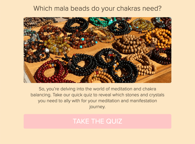 "Which mala beads do your chakras need?" quiz template cover page