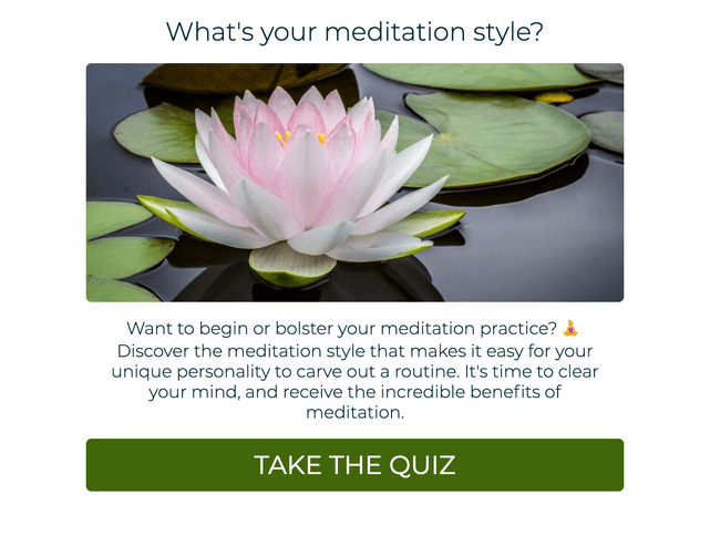 "What's your meditation style?" quiz template cover page