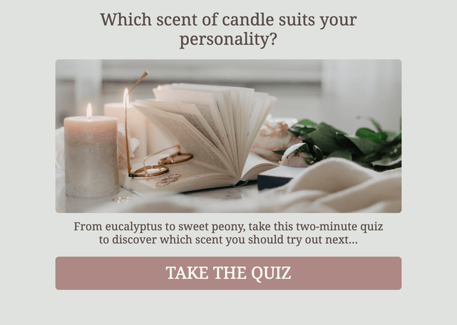 "Which scent of candle suits your personality?" quiz template cover page