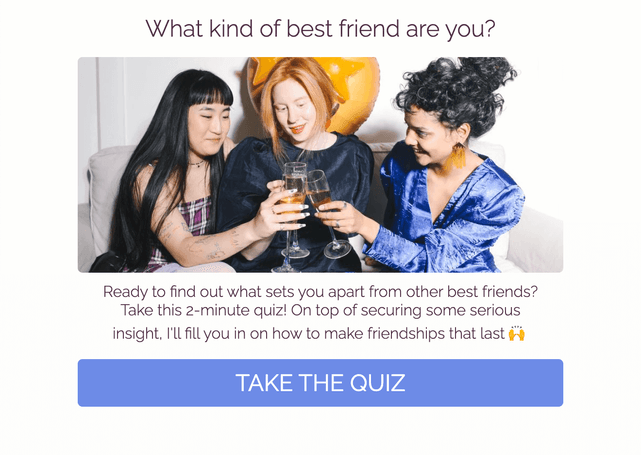 "What kind of best friend are you?" quiz template cover page