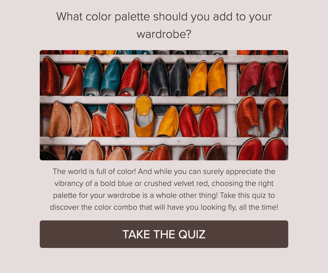 "What color palette should you add to your wardrobe?" quiz template cover page