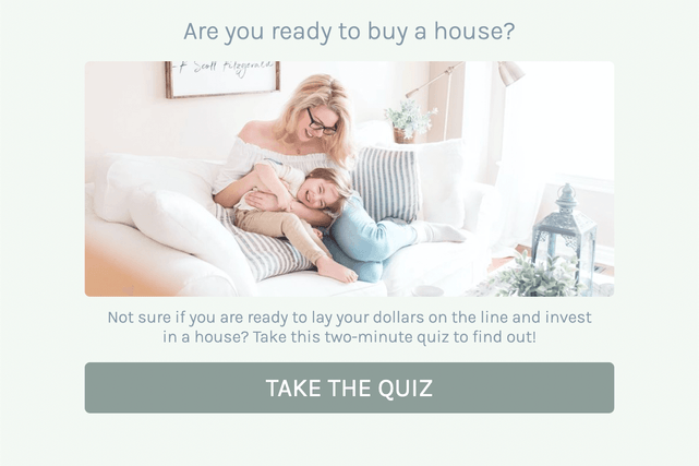 "Are you ready to buy a house?" quiz template cover page