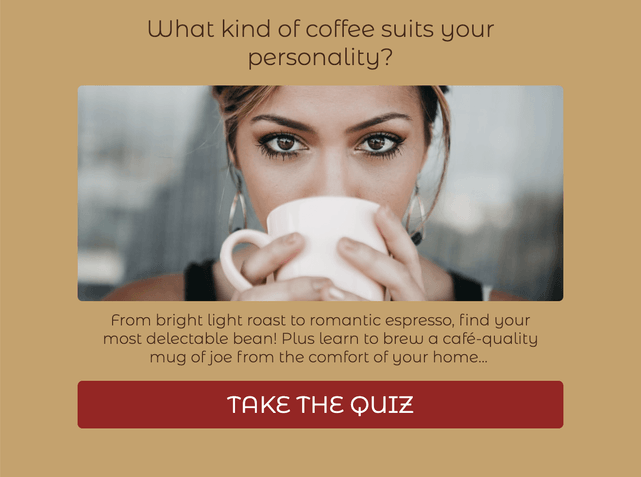 "What kind of coffee suits your personality?" quiz template cover page