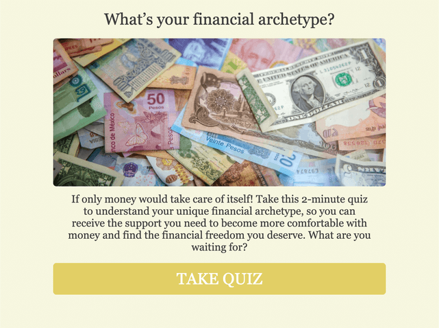 "What’s your financial archetype?" quiz template cover page