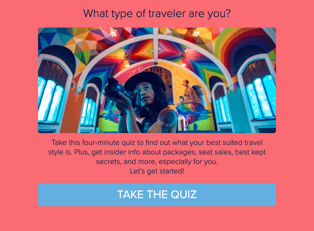 "What type of traveler are you?" quiz template cover page