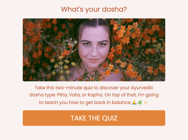 "What's your dosha?" quiz template cover page